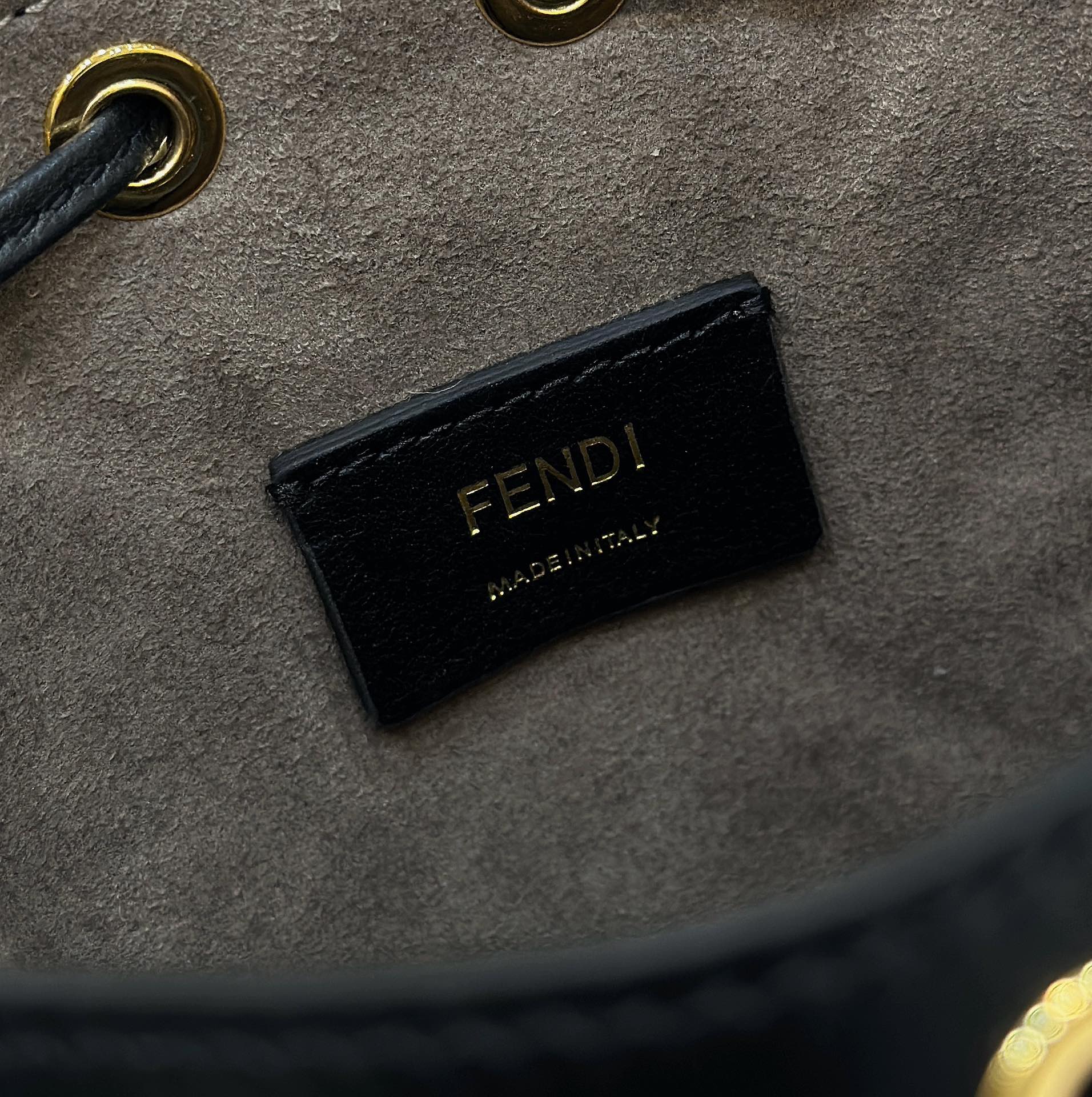 Fendi Mini Mon Tresor FF Leather Shoulder Bag Black